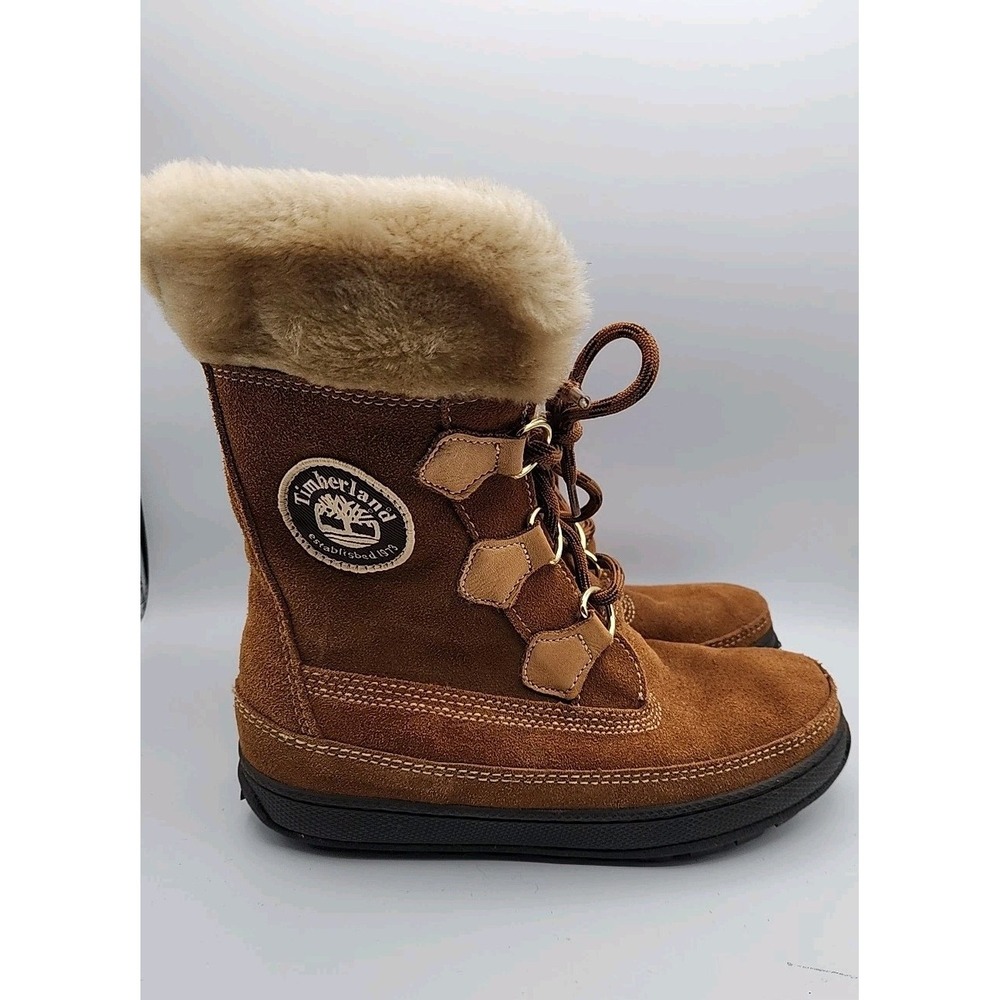 Timberland Womens Mukluk Lace Up Boots Size 7M Chesnut Brown Snow Cold Gear